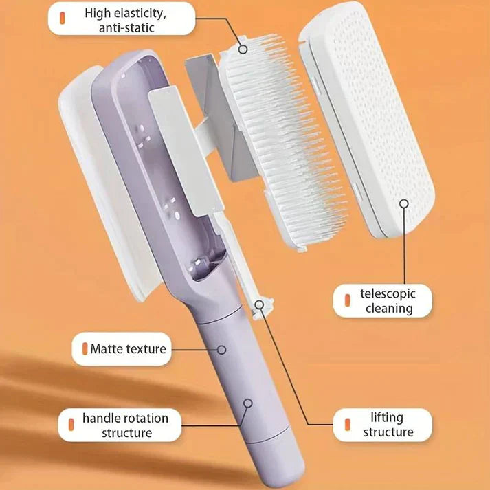 4-in-1 Self-Cleaning Hair Brush – Detangling Anti-Static Massage Comb for All Hair Types