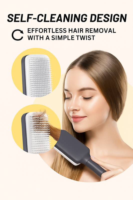 4-in-1 Self-Cleaning Hair Brush – Detangling Anti-Static Massage Comb for All Hair Types